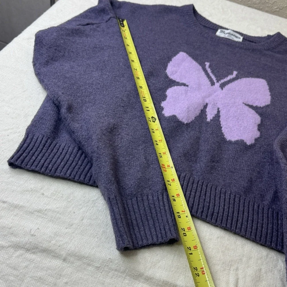 PURPLE BUTTERFLY SWEATER Womens Size Med Slouchy Dolman Sleeves Soft Girl Spring